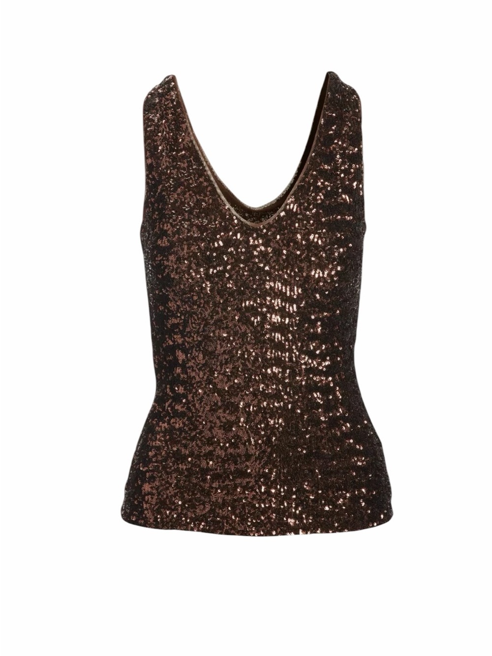 Boston Proper - NWT Brown Sequin Party V-Neck Tank Top Sz XL